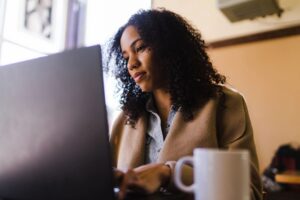 African American woman at computer